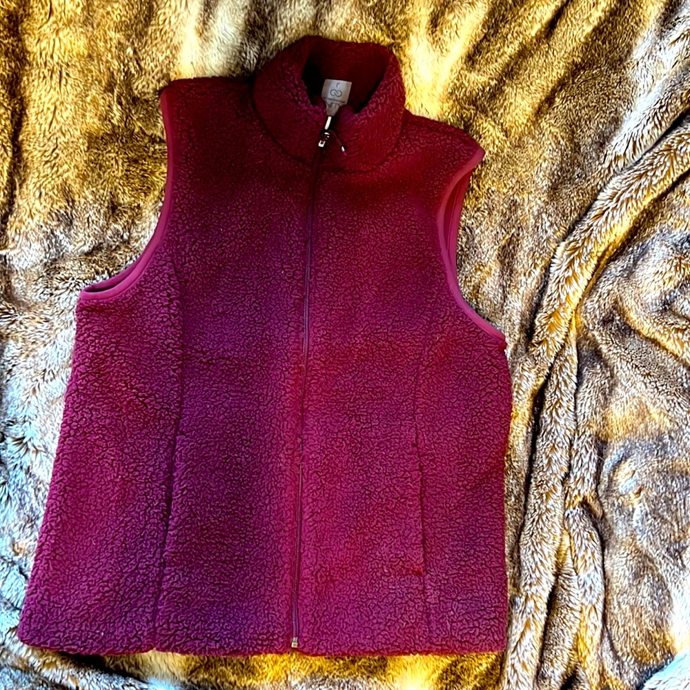 New Calia Studio burgundy Sherpa vest